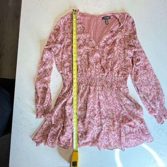 Aqua Pink Metallic Chiffon Paisley Ruffle Mini Dress Size Large - Picture 14 of 16